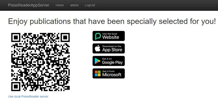 PressReader-offline-server-landing-page