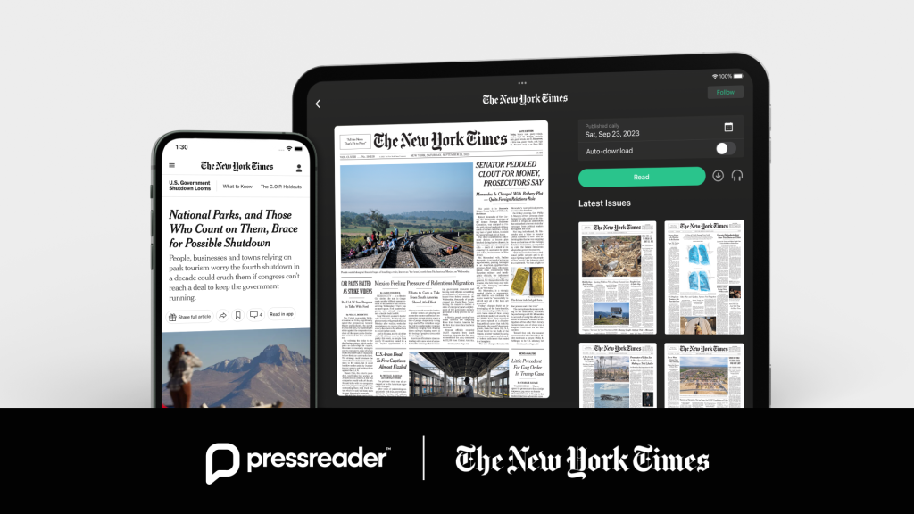 The New York Times Company And PressReader Announce New Agreement