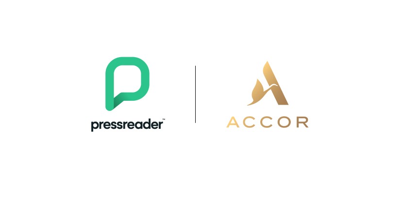 Graphic showing the logos of PressReader and Accor