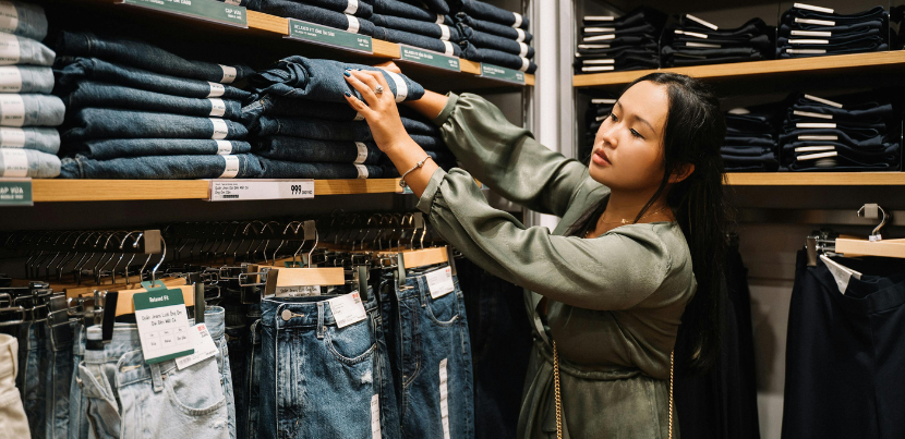 Asian-woman-shopping-for-jeans