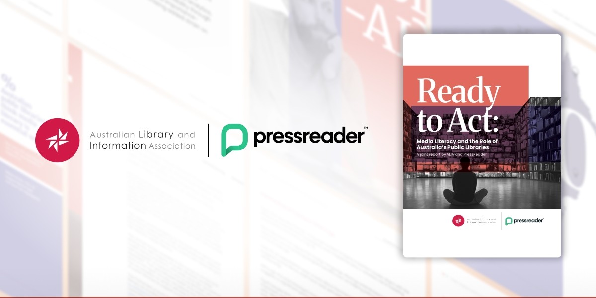 Feature image showing the logos of ALIA and PressReader plus the cover of the report.
