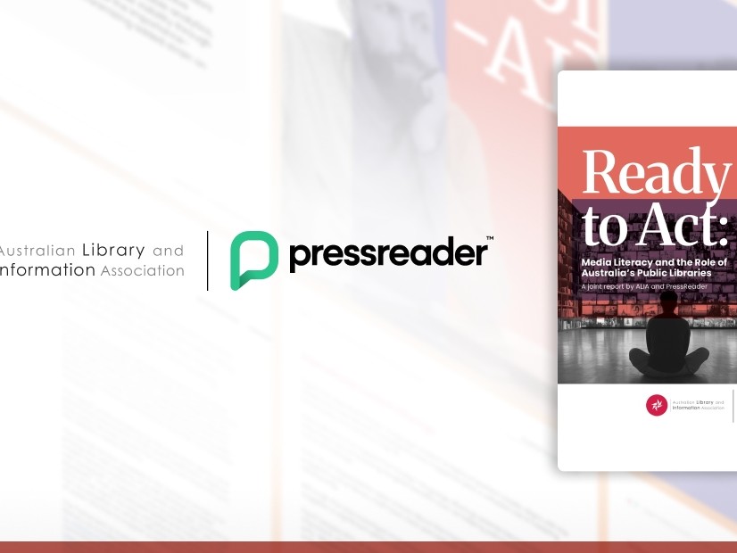 Feature image showing the logos of ALIA and PressReader plus the cover of the report.
