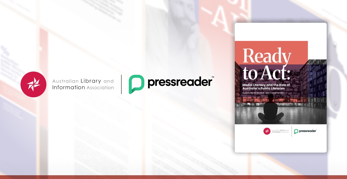 Feature image showing the logos of ALIA and PressReader plus the cover of the report.