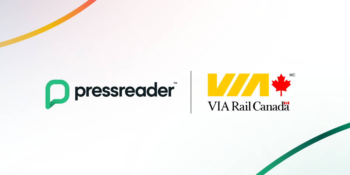Feature image showing the logos of PressReader and VIA Rail