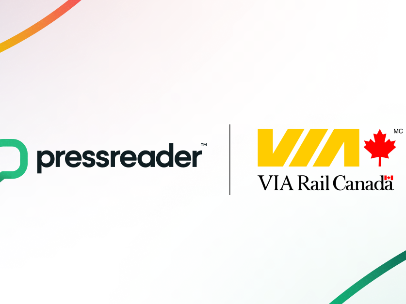 Feature image showing the logos of PressReader and VIA Rail