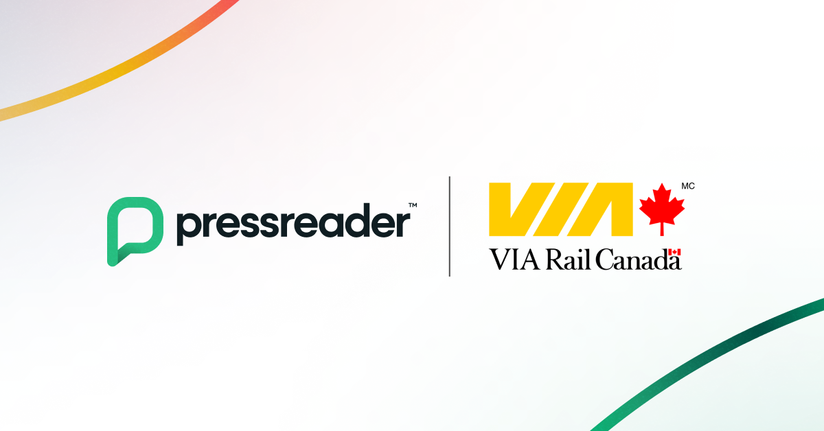 Feature image showing the logos of PressReader and VIA Rail